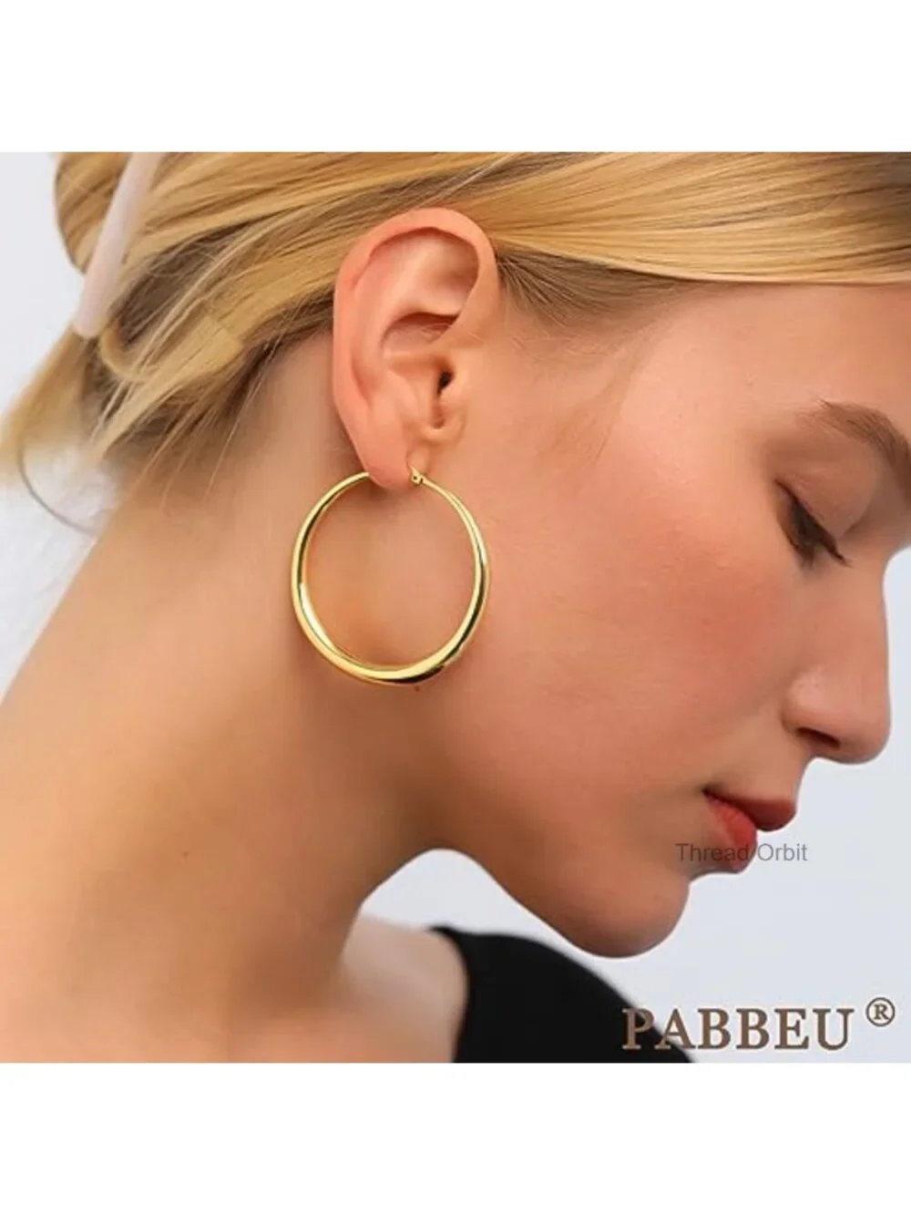 S925 Sterling Silver Hoop Earrings Large Thick Lightweight Hypoallergenic